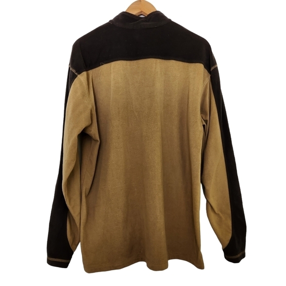 Columbia men's brown long-sleeve half zip-up front polyester sweater  pullover - Picture 7 of 9